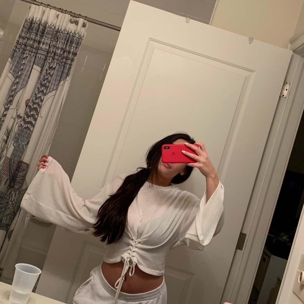 White Super Soft Blouse with Ties in Front